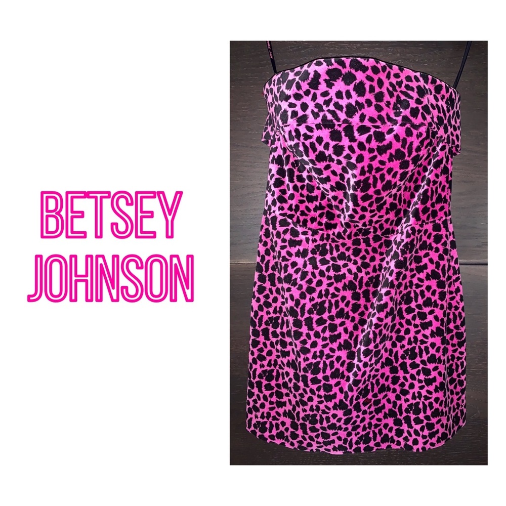 Betsey Johnson Leopard Strapless Velveteen Dress